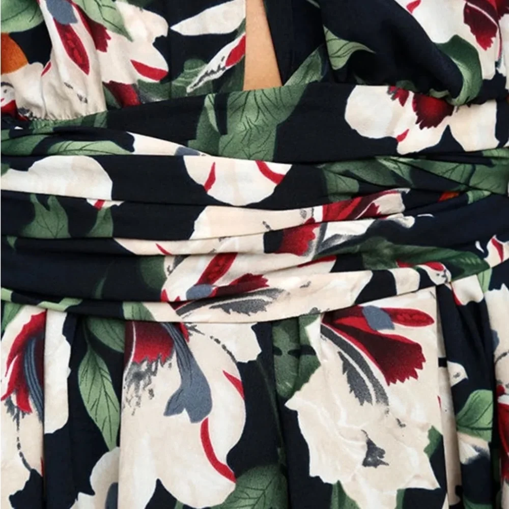 Lulus Elated Energy Midnight Blue Tropical Print Convertible Romper - Picture 9 of 9